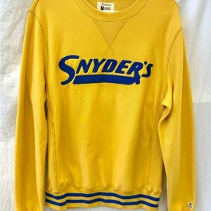 Todd Snyder X Champion Yellow Ringer Sweater Blue Logo & Accents Size Medium